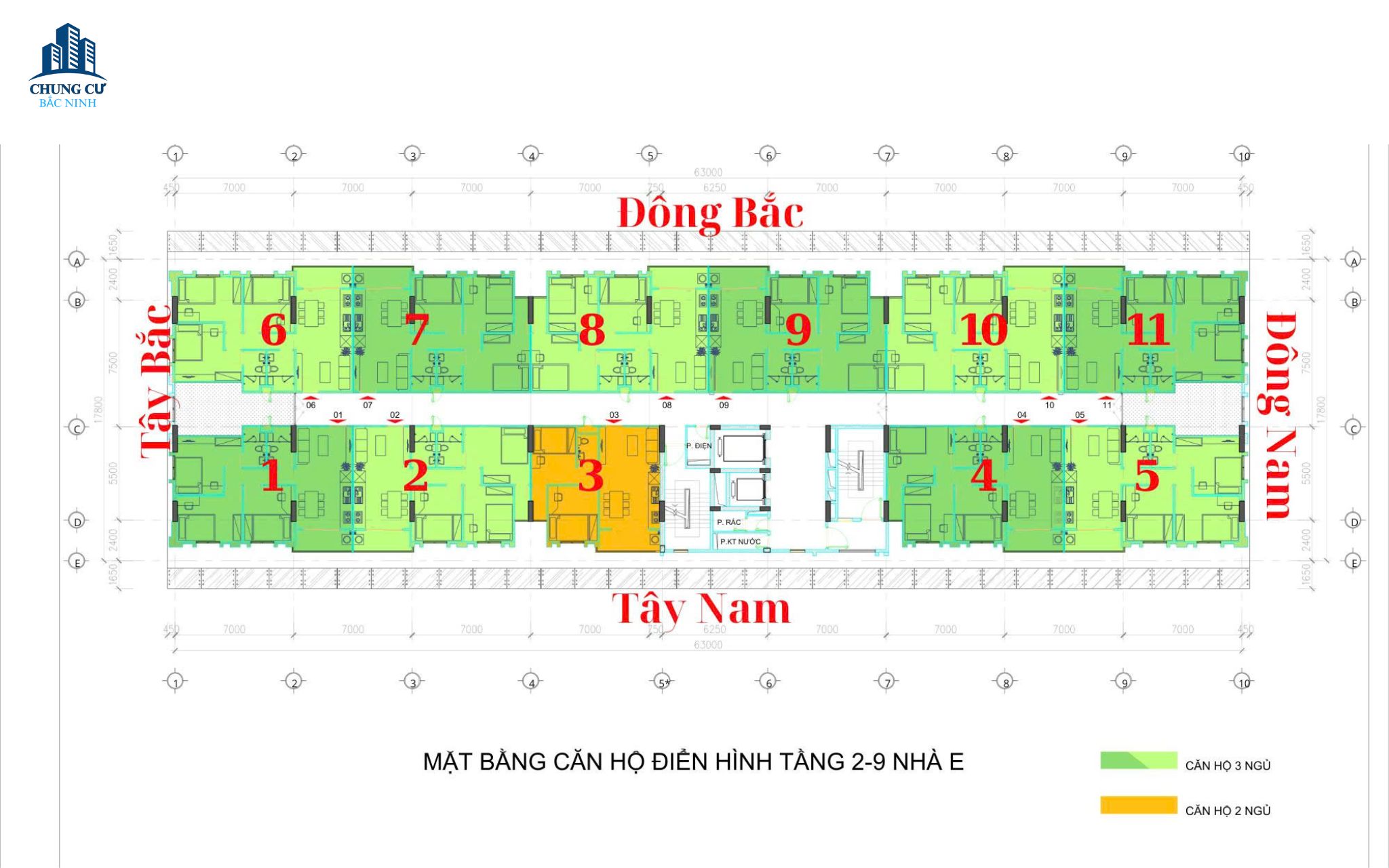 Mặt bằng tầng điển hình chung cư Cát Tường Smart City NHÀ E