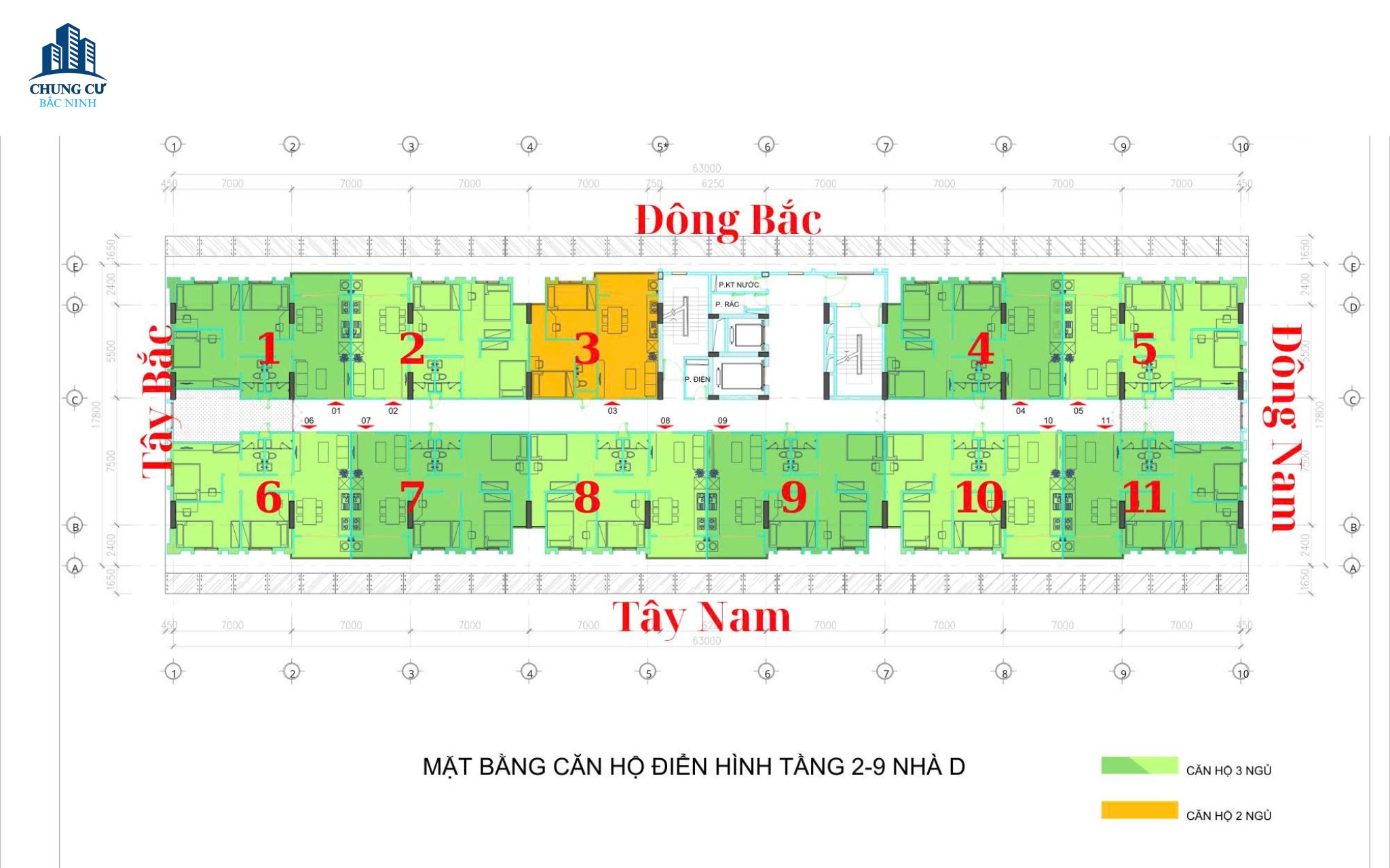 Mặt bằng tầng điển hình chung cư Cát Tường Smart City nhà D