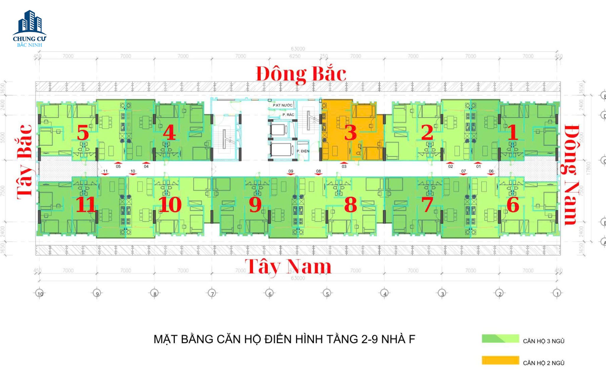 Mặt bằng tầng điển hình chung cư Cát Tường Smart City nhà F
