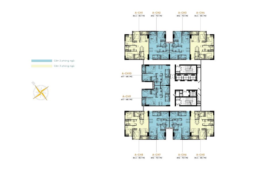Mặt bằng tầng điển hình tòa A Diamond Hill
