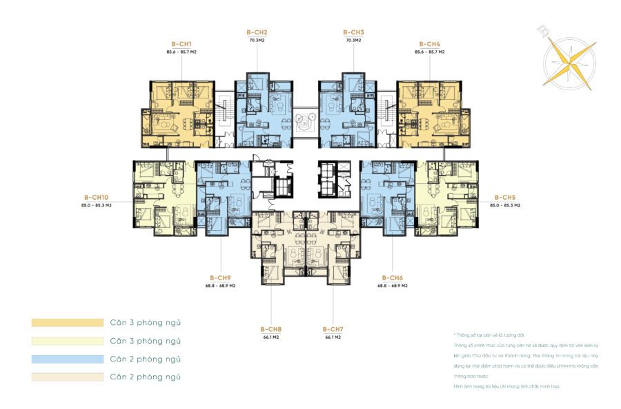 Mặt bằng tầng điển hình tòa B Diamond Hill Bắc Giang