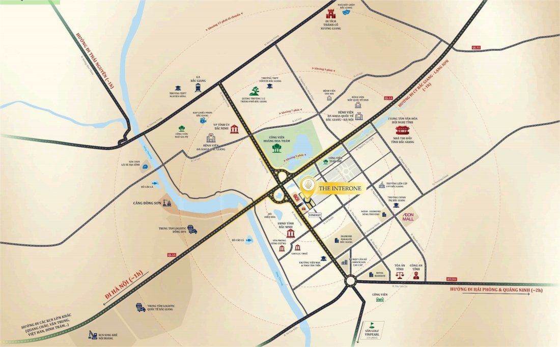 The Interone sỡ hữu vị trí đắc địa - ngay trung tâm phố đi bộ đẹp nhất Bắc Giang