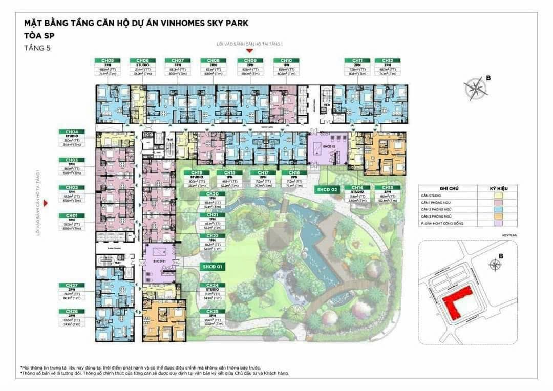 Mặt bằng tầng điển hình Vinhomes Sky Park Bắc Giang