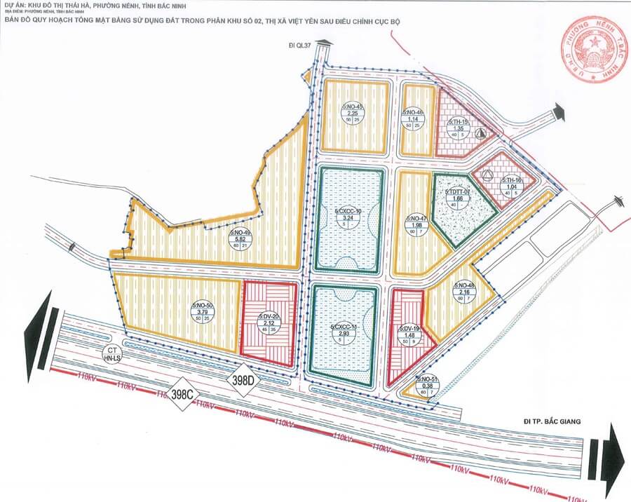 Bản đồ quy hoạch chi tiết Khu Đô Thị Thái Hà, Phường Nếnh, Tỉnh Bắc Ninh