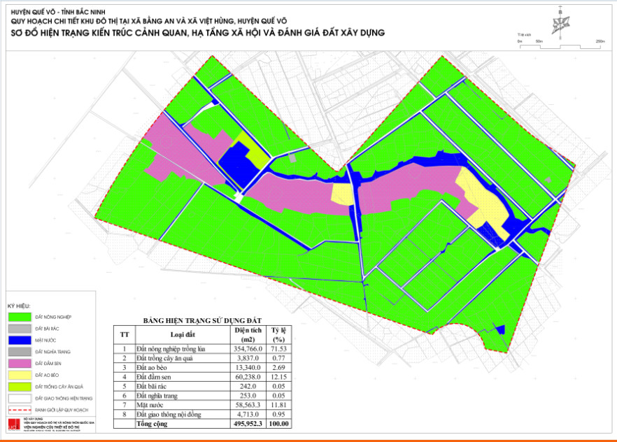 Vị trí ranh giới sử dụng đất Danko Quế Võ - thuộc ranh giới 2 xã Bằng An và Xã Việt Hùng